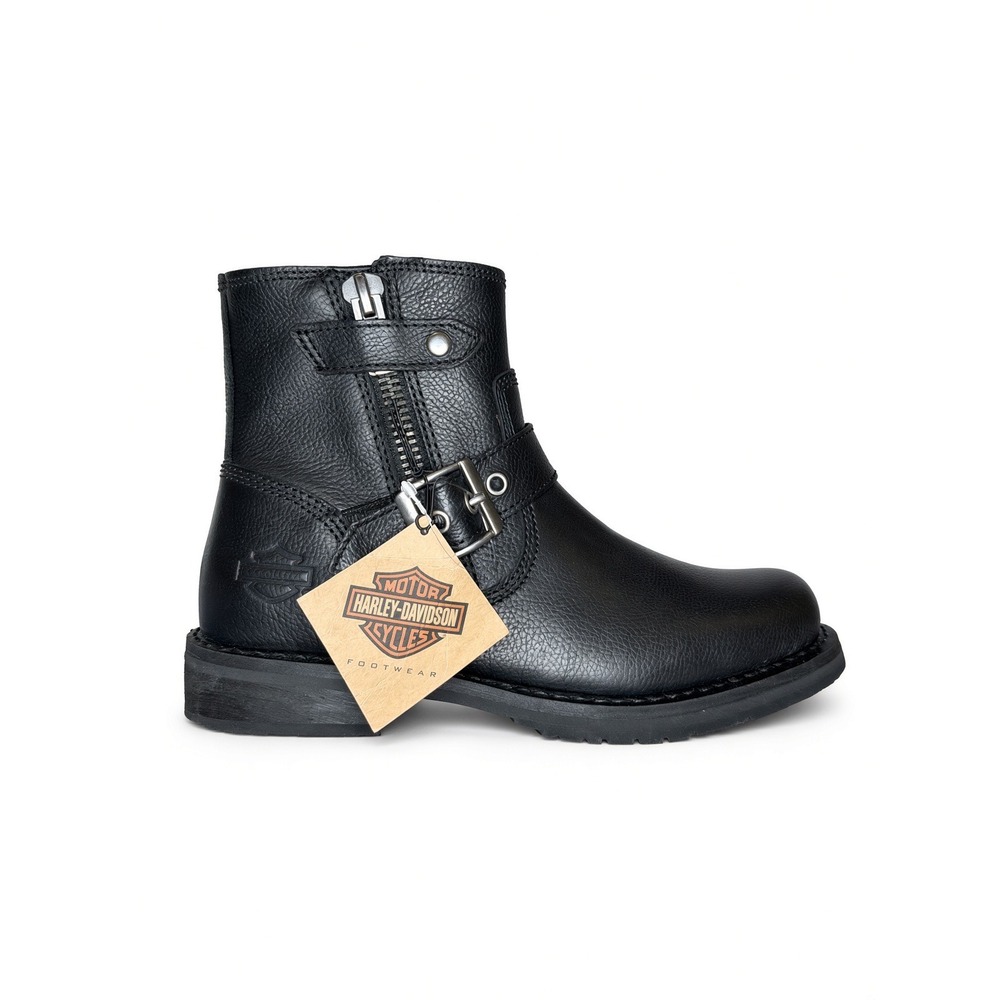 Harley Davidson Womens Black Leather Motorcycle Addie Boots Ankle Biker 8.5